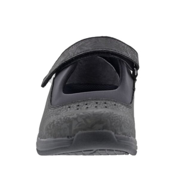 Drew Rose Black Metallic Foil Leather Hook & Loop Mary Jane Shoes Size 9W - Picture 7 of 11